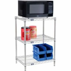 Nexel® Poly-Z-Brite® 3-Tier Microwave Station Kit, 24"L x 18"W x 36"H