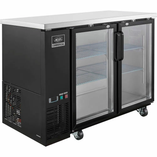 Nexel® Back Bar Cooler, 2 Glass Doors, 13 Cu. Ft., Black