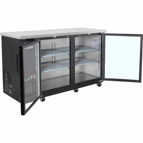 Nexel® Back Bar Cooler, 2 Glass Doors, 17.3 Cu. Ft., Black - Image 2