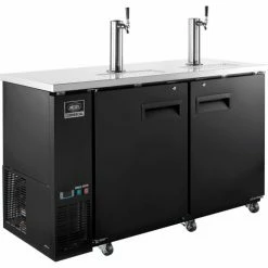 Nexel® Beer Dispenser Cooler w/ 2 Single Tap Dispensers, 15.8 Cu. Ft., Black