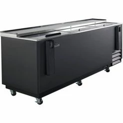 Nexel® Horizonal Bottle Cooler, 3 Sliding Lids, 26.6 Cu. Ft., Black