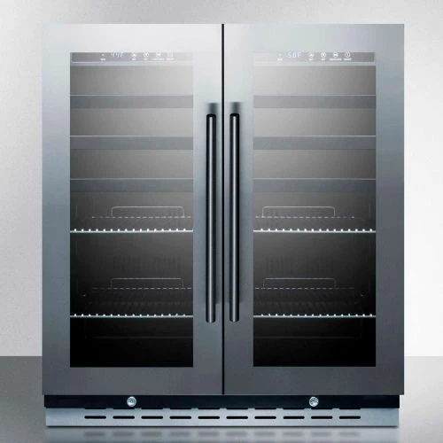 Summit Appliance Summit-Built-In Undercounter Dual Zone Wine & Beverage Cooler W/Locks, 30" Wide