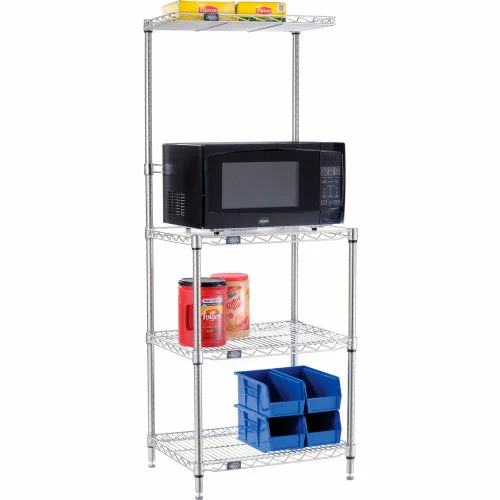 Nexel® Poly-Z-Brite® 4-Tier Microwave Station Kit, 24"L x 18"W x 63"H - Image 2