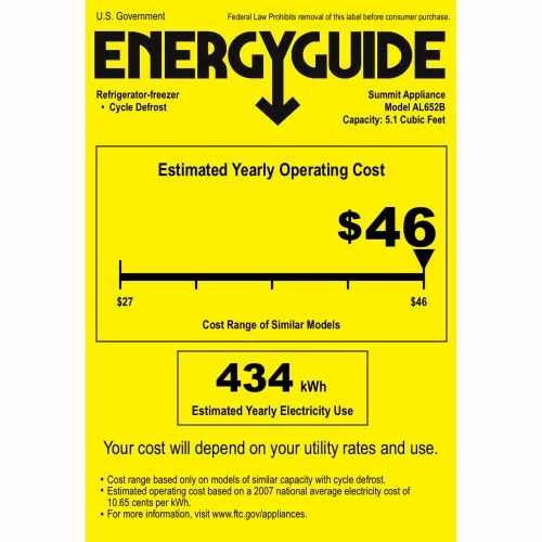 Summit Appliance Summit-ADA Comp Freestanding Refrigerator-Freezer, Cycle Defrost In Black Exterior - Image 2