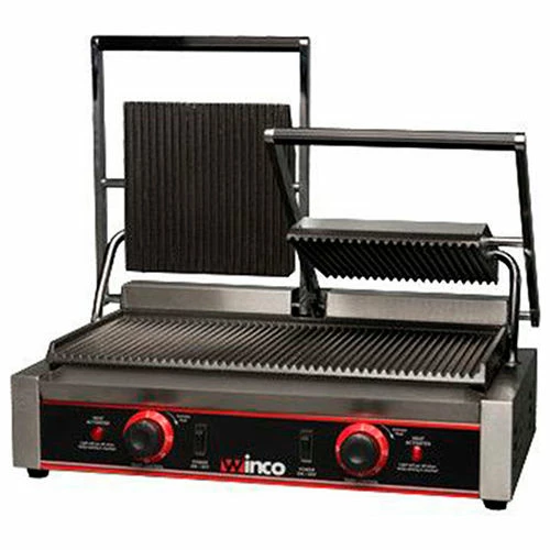 Winco EPG-2 Electric Panini Grill, Ribbed Plates, 9", 2 Sets
