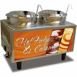 Benchmark USA Benchmark Double Hot Fudge/Caramel Warmer W/ Ladles - 7 Quart Capacity - 51072-H