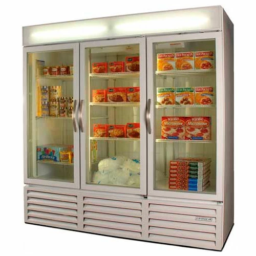 Beverage Air Three Door Glass Door Merchandiser Freezer, 78"W MMF72HC-5-B