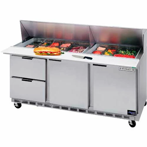 Beverage Air Food Prep Tables SPED72 Elite Series Standard Top w/ Drawers, 72"W - SPED72HC-10-6