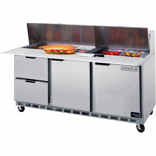 Beverage Air Food Prep Tables SPED72 Elite Series Cutting Top w/ Drawers, 72"W - SPED72HC-12C-2