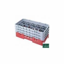 Cambro 10HS638119 - Camrack Glass Rack 10 Compartments 6-7/8" Max. Height Sherwood Green NSF - Pkg Qty 3