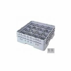 Cambro 16S434151 - Camrack Glass Rack 16 Compartments 5-1/4" Max. Height Soft Gray NSF - Pkg Qty 4