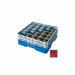 Cambro 25S1058416 - Camrack Glass Rack Low Profile 25 Compartments 11" Max. Height Cranberry - Pkg Qty 2