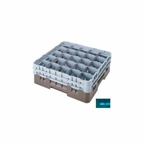 Cambro 25S534414 - Camrack Glass Rack Low Profile 25 Compartments 6-1/8" Max. Height Teal - Pkg Qty 4