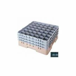 Cambro 36S738110 - Camrack Glass Rack Low Profile 36 Compartments 7-3/4" Max. Height Black - Pkg Qty 3