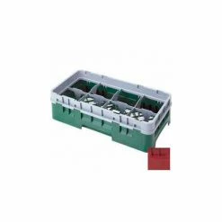 Cambro 8HS434416 - Camrack Glass Rack 8 Compartments 5-1/4" Max. Height Cranberry NSF - Pkg Qty 4