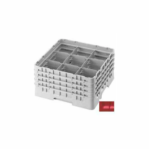 Cambro 9S318163 - Camrack Glass Rack 9 Compartments 3-5/8" Max. Height Red NSF - Pkg Qty 5