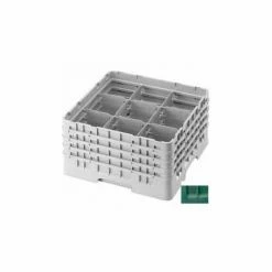 Cambro 9S638119 - Camrack Glass Rack 9 Compartments 6-7/8" Max. Height Sherwood Green NSF - Pkg Qty 3