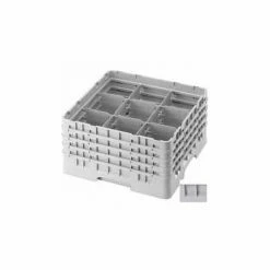 Cambro 9S800151 - Camrack Glass Rack 9 Compartments 8-1/2" Max. Height Soft Gray NSF - Pkg Qty 2