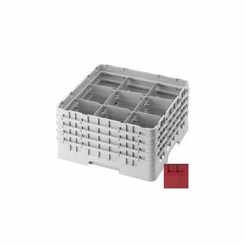 Cambro 9S800416 - Camrack Glass Rack 9 Compartments 8-1/2" Max. Height Cranberry NSF - Pkg Qty 2