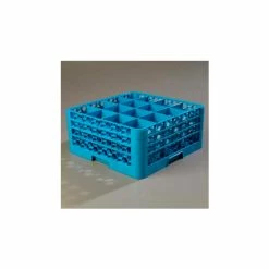 Carlisle RG16-314 - Opticlean™ 16 Compartment Glass Rack W/ 3 Extenders, Blue - Pkg Qty 2