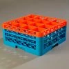 Carlisle RG16-3C412 - OptiClean™ 16 Compartment Glass Rack W/3 Extenders, Orange-Blue