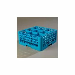 Carlisle RG9-314 - Opticlean™ 9-Compartment Glass Rack W/ 3 Extenders, Carlisle Blue - Pkg Qty 2