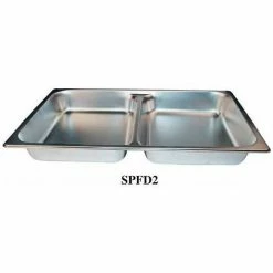 Winco SPFD2 Full-Size Divided Food Pan, 20-3/4"L, 12-1/2"W, 2-1/2"H, Stainless Steel - Pkg Qty 6