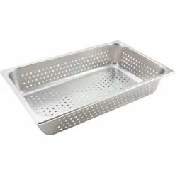 Winco SPFP4 Full-Size Perforated Food Pan, 20-3/4"L, 12-1/2"W, 4"H, Stainless Steel - Pkg Qty 6