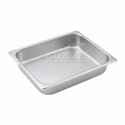 Winco SPH2 Half-Size Steam Table Pan, 10-3/8", 12-3/4"W, 2-1/2"H, Stainless Steel, Standard Weight - Pkg Qty 12