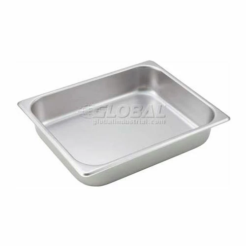 Winco SPH2 Half-Size Steam Table Pan, 10-3/8", 12-3/4"W, 2-1/2"H, Stainless Steel, Standard Weight - Pkg Qty 12