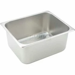 Winco SPH6 Half-Size Steam Table Pan, 10-3/8", 12-3/4"W, 6"H, Stainless Steel, Standard Weight - Pkg Qty 6