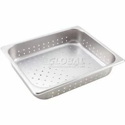 Winco SPHP2 Half-Size Steam Table Pan, 10-3/8", 12-3/4"W, 2-1/2"H, Stainless Steel, Standard Weight - Pkg Qty 6