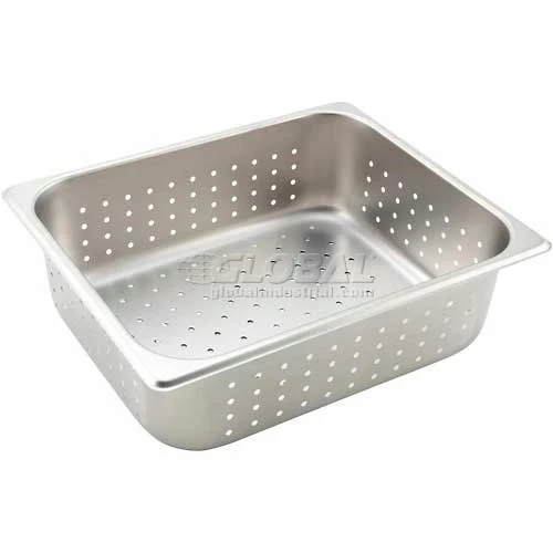 Winco SPHP4 Half-Size Steam Table Pan, 10-3/8", 12-3/4"W, 4"H, Stainless Steel, Standard Weight - Pkg Qty 6