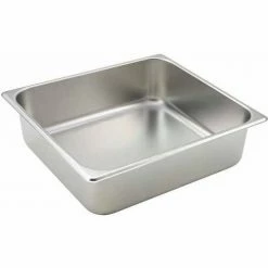 Winco SPTT4 Regular Steam Pan, 2/3-size, 4"H, Standard Weight - Pkg Qty 6