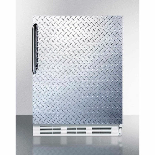 Summit Appliance Summit Built In Undercounter All Refrigerator 5.5 Cu. Ft. White/Diamond Plate