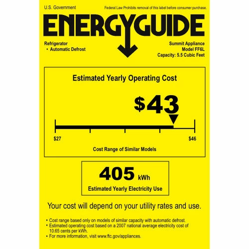 Summit Appliance Summit Freestanding Counter Height All Refrigerator 5.5 Cu. Ft. White