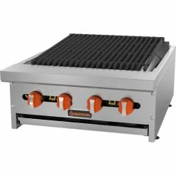 Sierra Range SRCB-24 Charbroiler, 24"W, 4 Burners, 16,000 BTU Each, Stainless Steel, Rock Briquettes