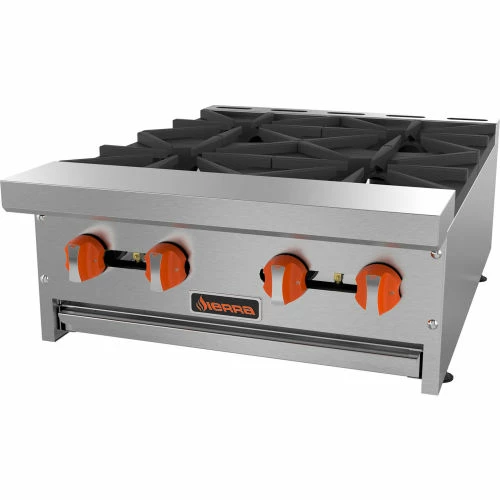 Sierra Range SRHP-4-24 Hot Plate, 24"W, 4 Burners, 30,000 BTU Each, Manual Controls, Stainless Steel