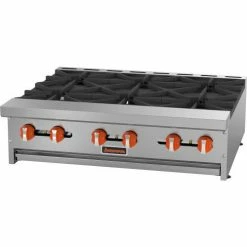 Sierra Range SRHP-6-36 Hot Plate, 36"W, 6 Burners, 30,000 BTU Each, Manual Controls, Stainless Steel