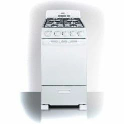 Summit Appliance Summit-Range, Gas, 4 Burners, 2.3 Cu. Ft., Spark Start, White, 23.5" x 19.5" x 42"