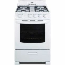 Summit Appliance Summit-Range, Gas, 4 Burners, 2.9 Cu. Ft., Spark Ignition, White, 23-1/2" x 23-1/2" x 42"
