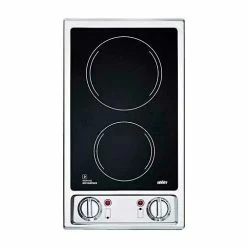 Summit Appliance Summit-2-Burner Electric Cooktop, Black Ceramic Glass Surface, 120V