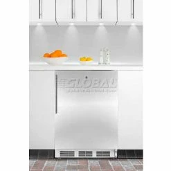 Summit Appliance Summit-ADA Comp Built-In Refrigerator-Freezer, Lock, White, S/S Wrapped Door