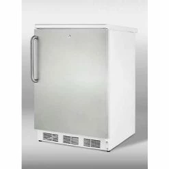 Summit Appliance Summit-Freestanding Refrigerator-Freezer, Cycle Defrost, White, S/S Door,, Lock