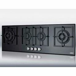 Summit Appliance Summit-4-Burner Island, Gas-On-Glass Cooktop, Sealed Burners, Cast Iron Grates