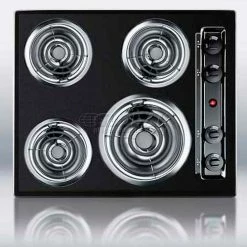 Summit Appliance Summit-24"W 220V Electric Cooktop, Black Porcelain Finish