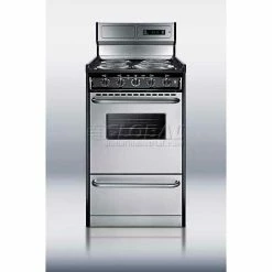 Summit Appliance Summit-Deluxe 220V Electric Range, Slim 20"W, Stainless Steel Doors