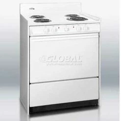 Summit Appliance Summit-Electric Range, 30"W, Storage Compartment, White, 220V
