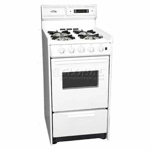 Summit Appliance Summit-DLX Gas Range, Slim 20"W, Elec. Ignition, Digital Clock/Timer, Oven Window, Light