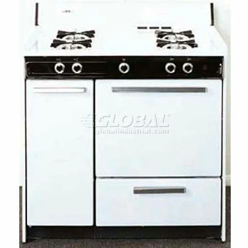 Summit Appliance Summit-White Gas Range, Electronic Ignition, 36"W